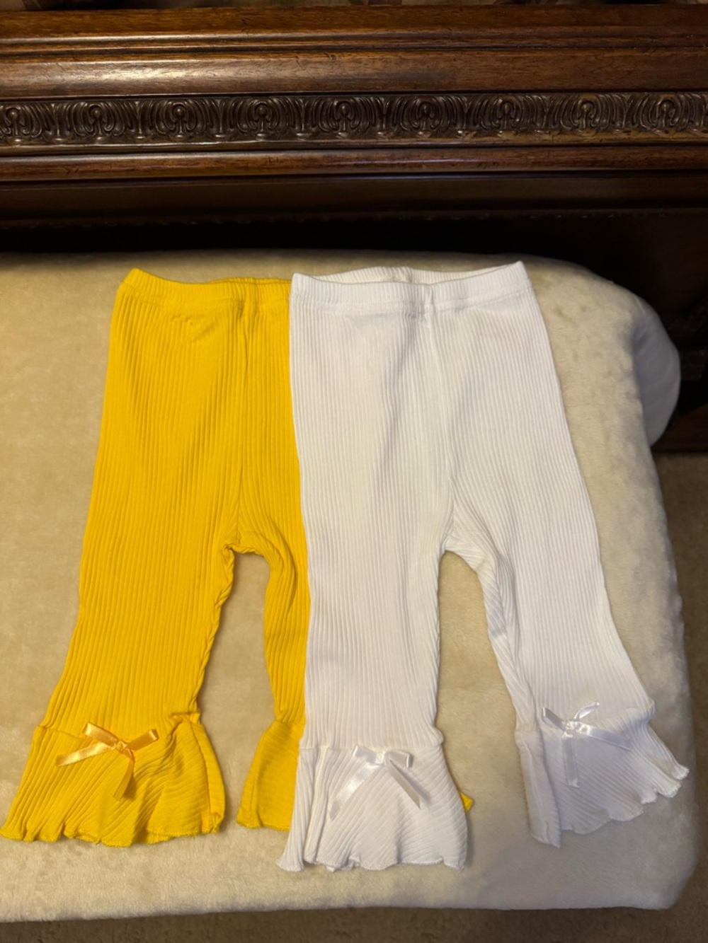 Toddler Ribbed Ruffle Leggings - Yellow, White, Pink, Black, and Grey